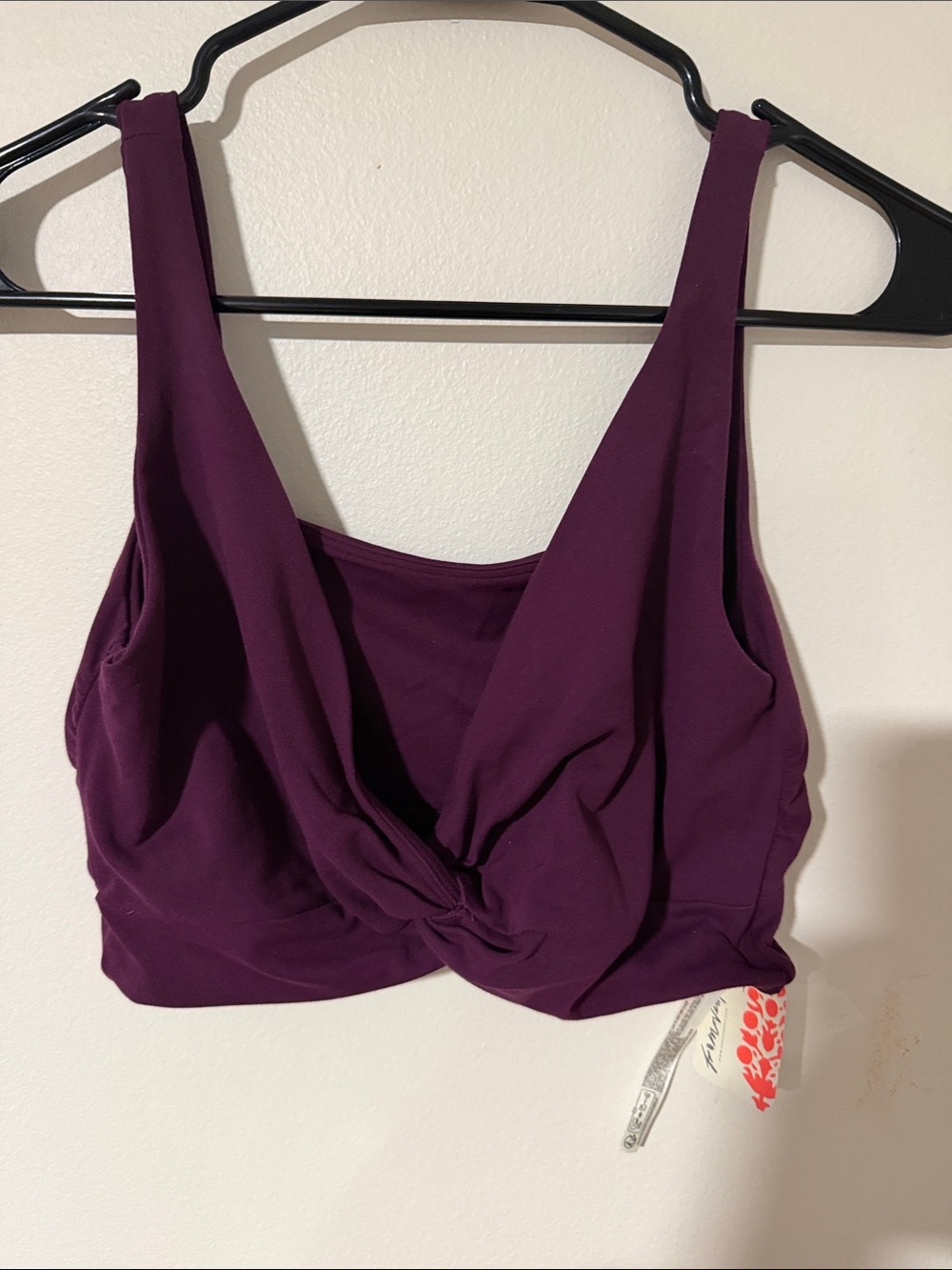 FP Movement by Free People Deep Plum Twist-Front Sports Bra